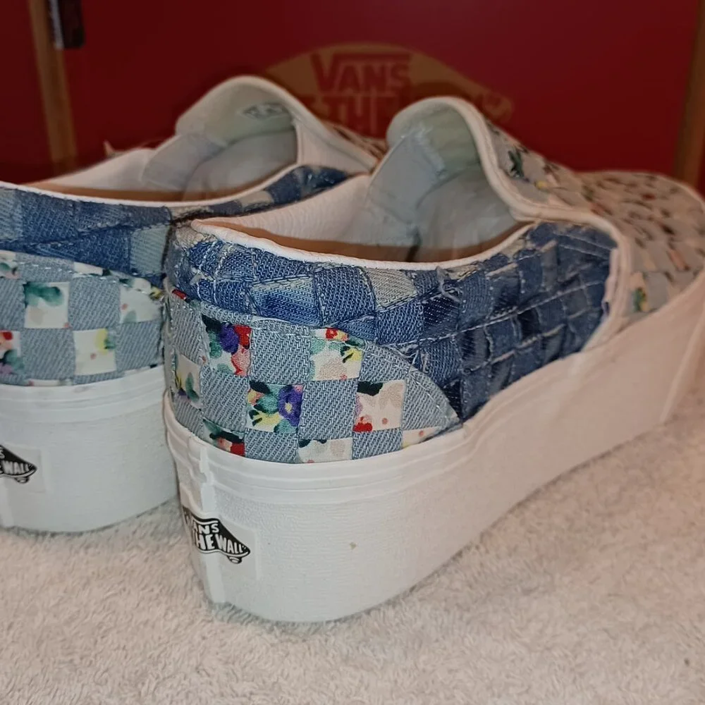 Vans Men's 6.5/Women's 8 Slip On Stacked Woven Floral Platform Shoes VN0A7Q5BB12 - Picture 2 of 12
